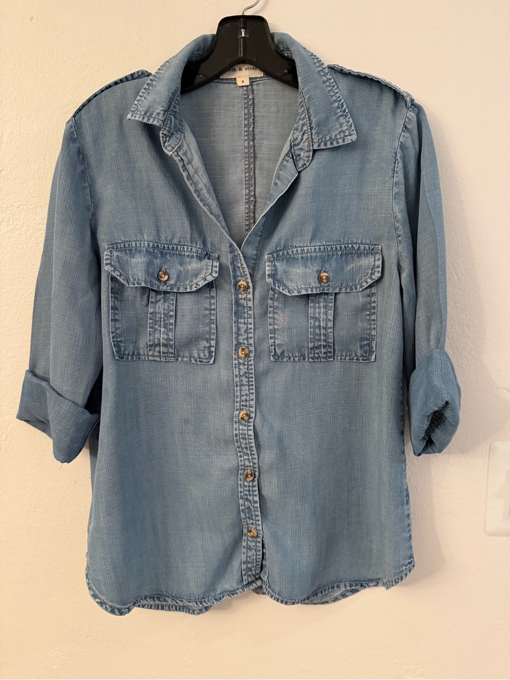 cloth & stone Light Blue Denim Button-Front Shirt